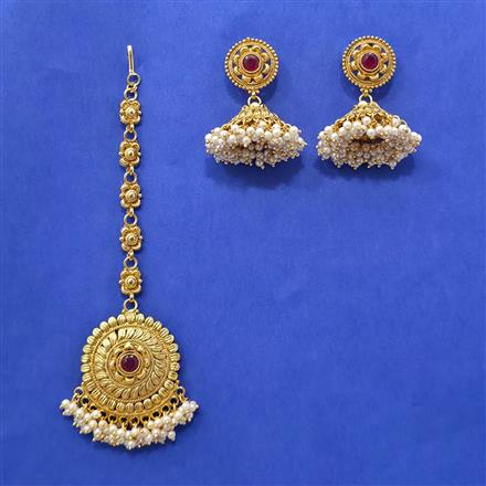Antique Moti Earring Tikka With Gold Plating