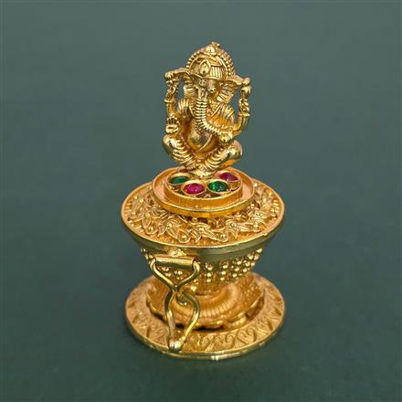 Antique Temple Sindoor Box With Matte Gold Plating