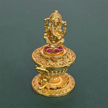 Antique Temple Sindoor Box With Matte Gold Plating