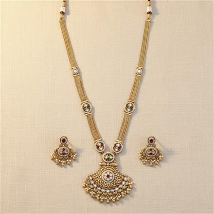 Antique Long Necklace Set With Gold Plating