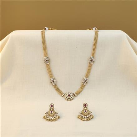 Antique Long Necklace Set With Gold Plating