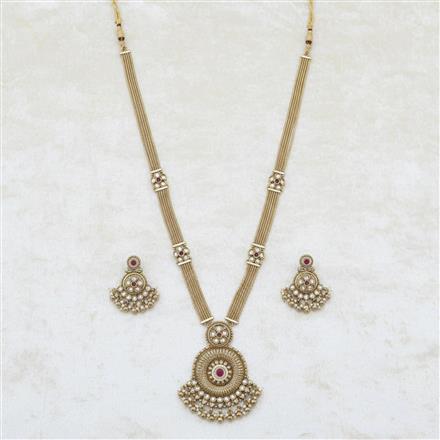 Antique Long Necklace Set With Gold Plating