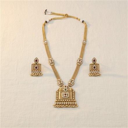 Antique Long Necklace Set With Gold Plating