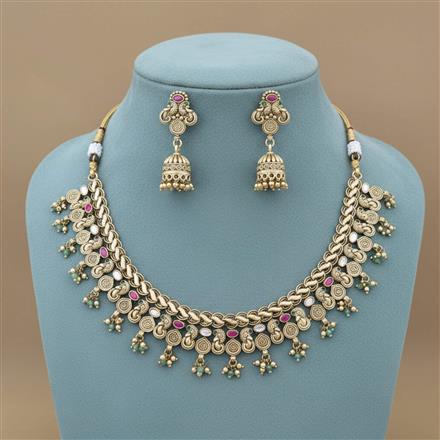 Antique Peacock Necklace Set With Gold Plating