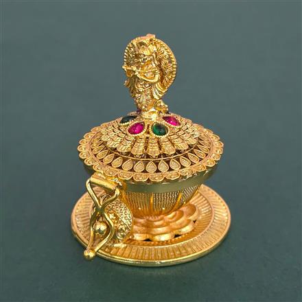 Antique Temple Sindoor Box With Matte Gold Plating