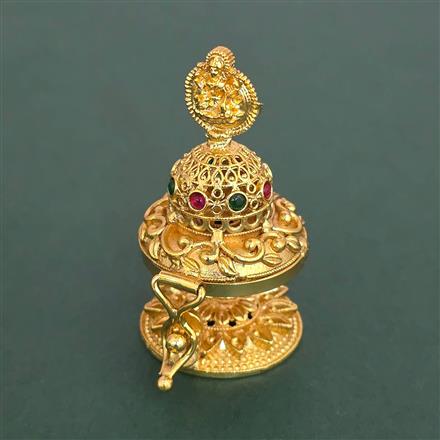 Antique Temple Sindoor Box With Matte Gold Plating