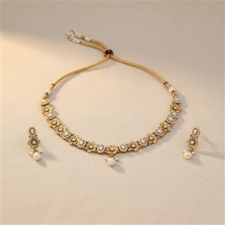 Antique Moti Necklace Set With Gold Plating