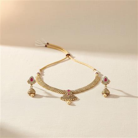 Antique Moti Necklace Set With Gold Plating