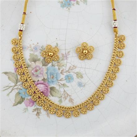 Antique Plain Gold Necklace Set With Gold Plating