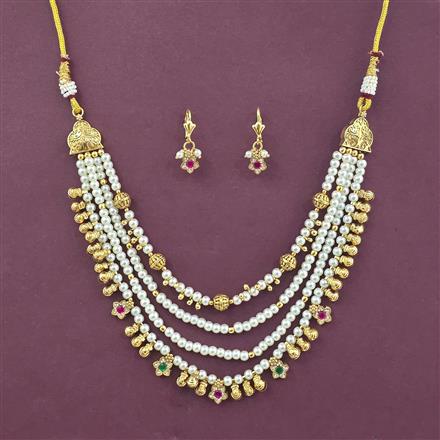 Antique Classic Mala Necklace Set With Gold Plating