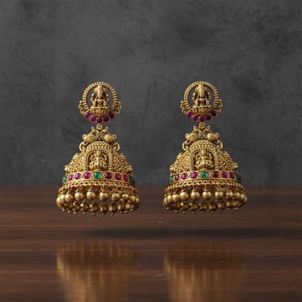 Antique South Indian Earring With Matte Gold Plating