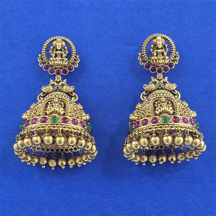 Antique South Indian Earring With Matte Gold Plating