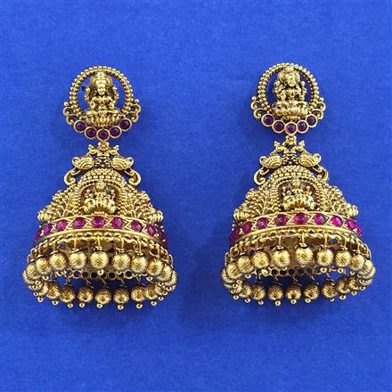 Antique South Indian Earring With Matte Gold Plating