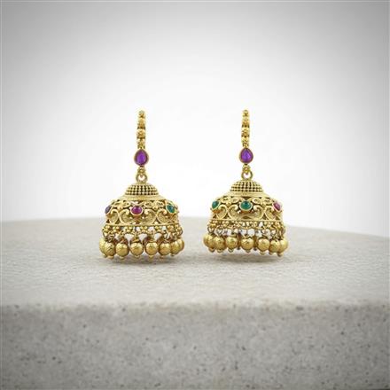 Antique Jhumki With Matte Gold Plating