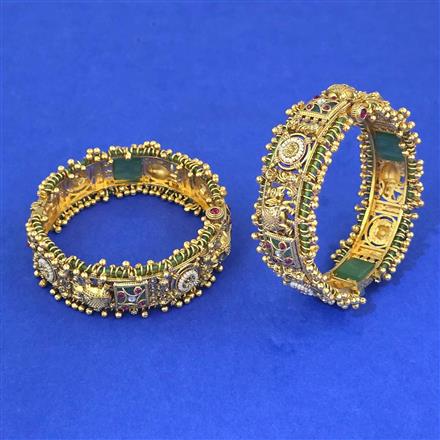 Antique Openable Bangles With Matte Gold Plating