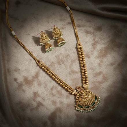 Antique Temple Necklace With Matte Gold Plating