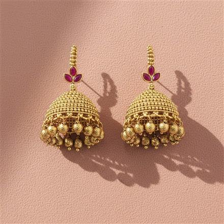 Antique Jhumki With Matte Gold Plating