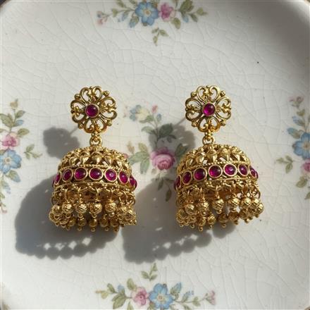 Antique Jhumki With Matte Gold Plating