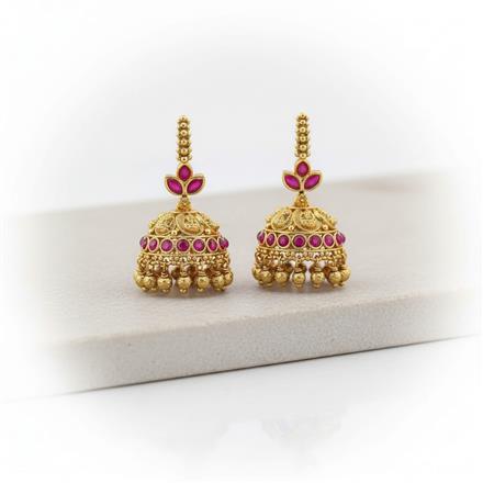 Antique Jhumki With Matte Gold Plating