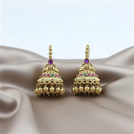Antique Jhumki With Matte Gold Plating