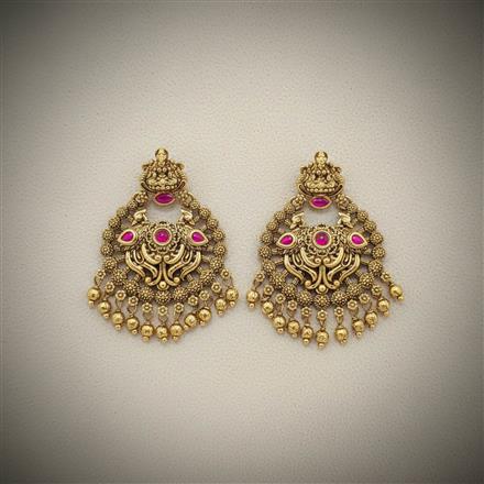 Antique Temple Earring With Matte Gold Plating