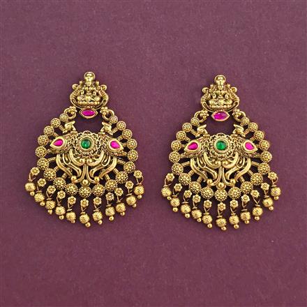 Antique Temple Earring With Matte Gold Plating