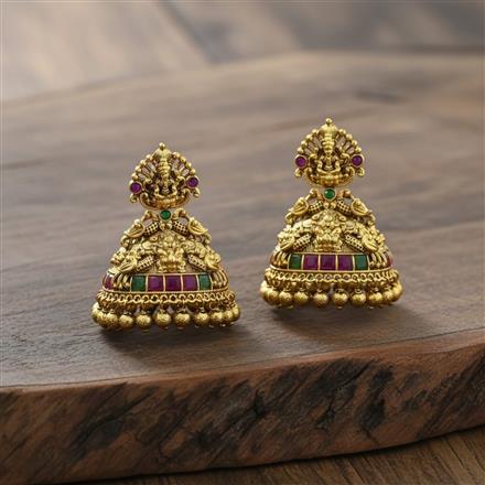Antique Temple Earring With Matte Gold Plating