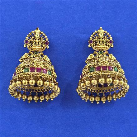 Antique Temple Earring With Matte Gold Plating