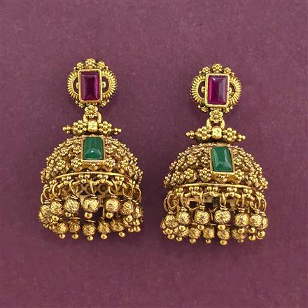 Antique Jhumki With Matte Gold Plating