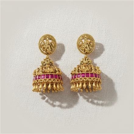 Antique Temple Earring With Matte Gold Plating