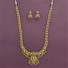 Antique Long Necklace With Matte Gold Plating