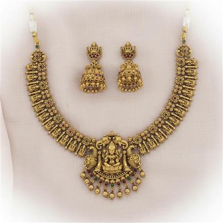 Antique Temple Necklace With Matte Gold Plating