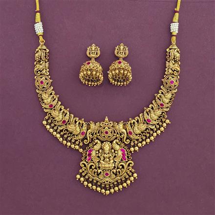 Antique Temple Necklace With Matte Gold Plating