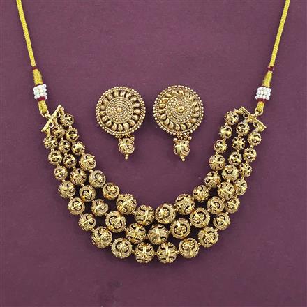 Antique Mala Necklace Set With Gold Plating