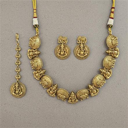 Antique Temple Necklace With Matte Gold Plating