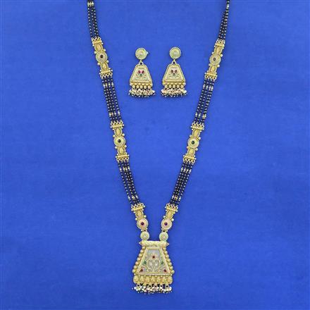 Antique Meenakari Mangalsutra With Matte Gold Plating