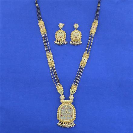 Antique Meenakari Mangalsutra With Matte Gold Plating