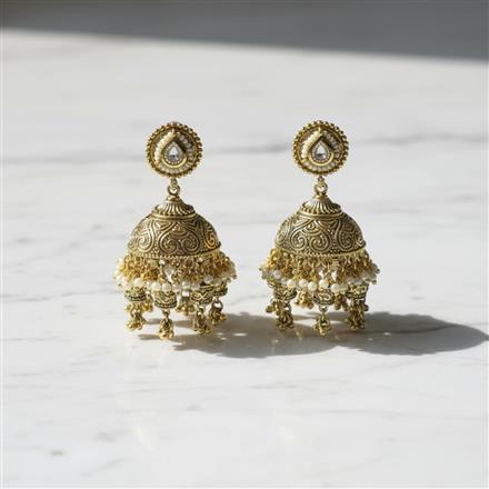 Antique Jhumki With Matte Gold Plating