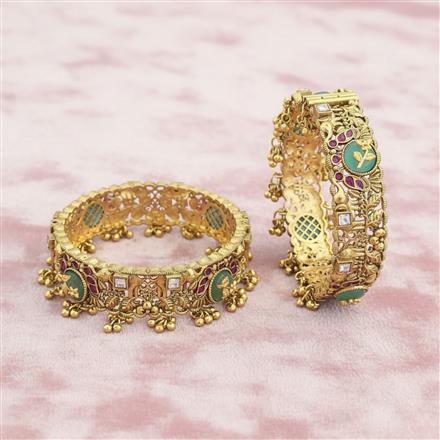 Antique Openable Bangles With Matte Gold Plating