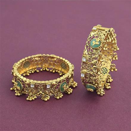Antique Openable Bangles With Matte Gold Plating
