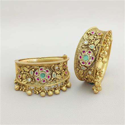 Antique Openable Bangles With Matte Gold Plating