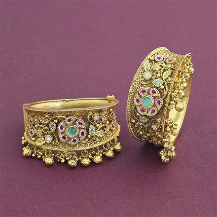 Antique Openable Bangles With Matte Gold Plating