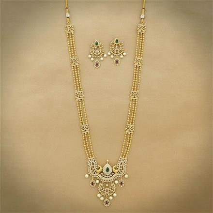 Antique Long Necklace Set Set With Gold Plating