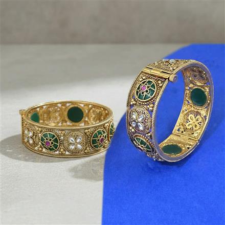 Antique Openable Bangles With Matte Gold Plating