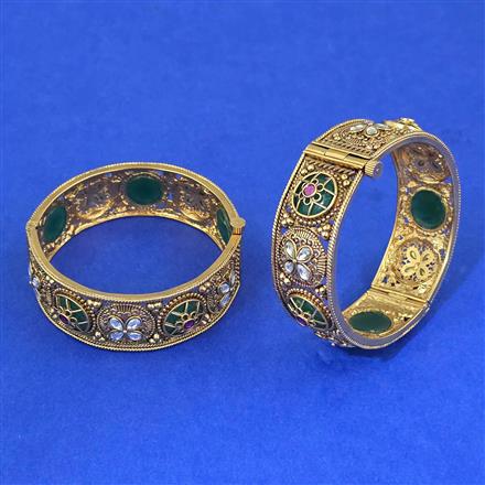 Antique Openable Bangles With Matte Gold Plating