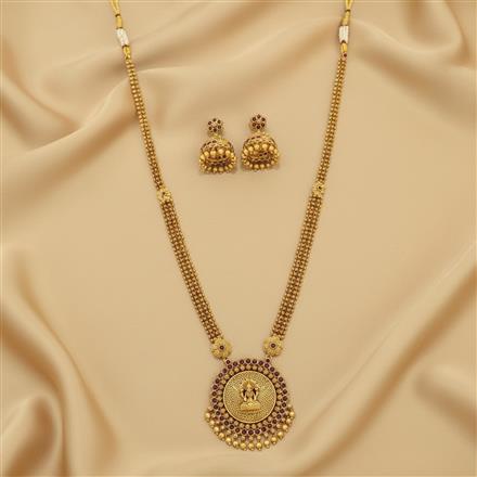 Antique South Indian Pendant Set With Matte Gold Plating