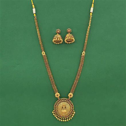 Antique South Indian Pendant Set With Matte Gold Plating