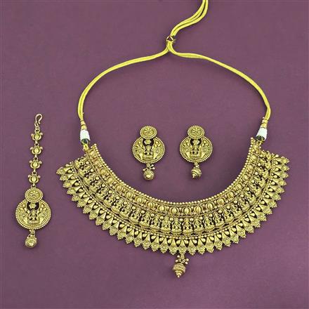 Antique South Indian Necklace Set With Matte Gold Plating