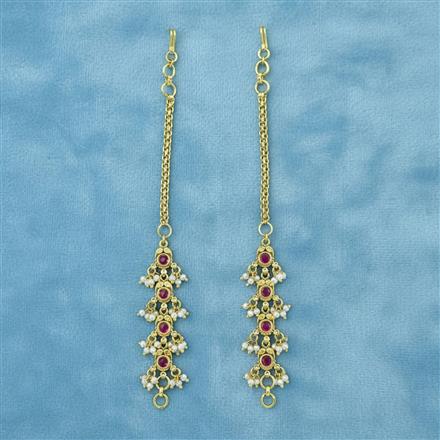 Antique Moti Ear Chain With Gold Plating