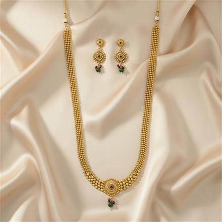 Antique Long Necklace Set Set With Gold Plating